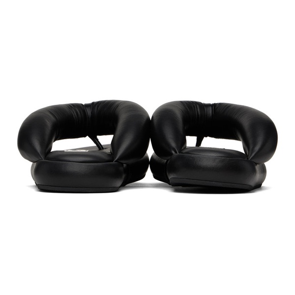  Fiorucci Black Vegan Leather Fluff Flops Sandals 241604M233001