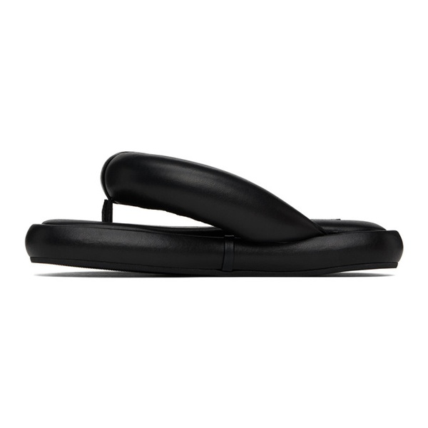  Fiorucci Black Vegan Leather Fluff Flops Sandals 241604M233001