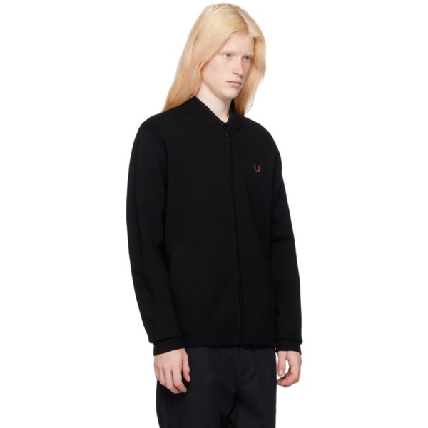  Fred Perry Black Embroidered Cardigan 241719M200003