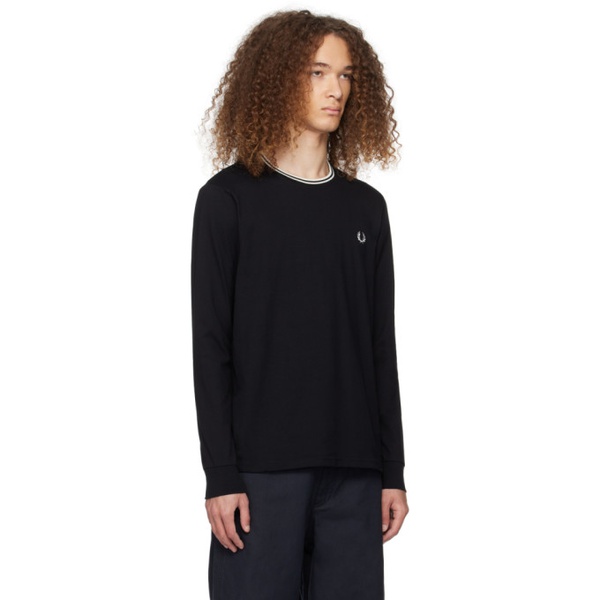  Fred Perry Black Twin Tipped Long Sleeve T-Shirt 241719M213006