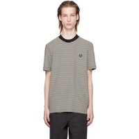 Fred Perry 오프화이트 Off-White & Black Stripe T-Shirt 241719M213010