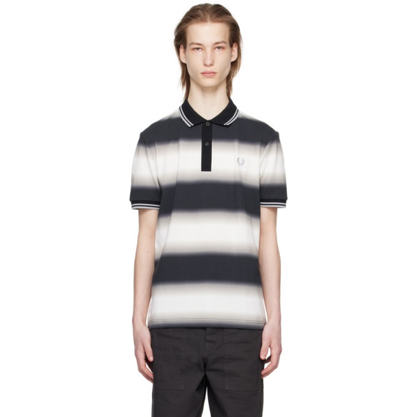  Fred Perry Black & White Striped Polo 241719M212027