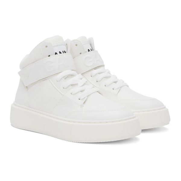  가니 GANNI White Sporty Mix High-Top Sneakers 232144F127002