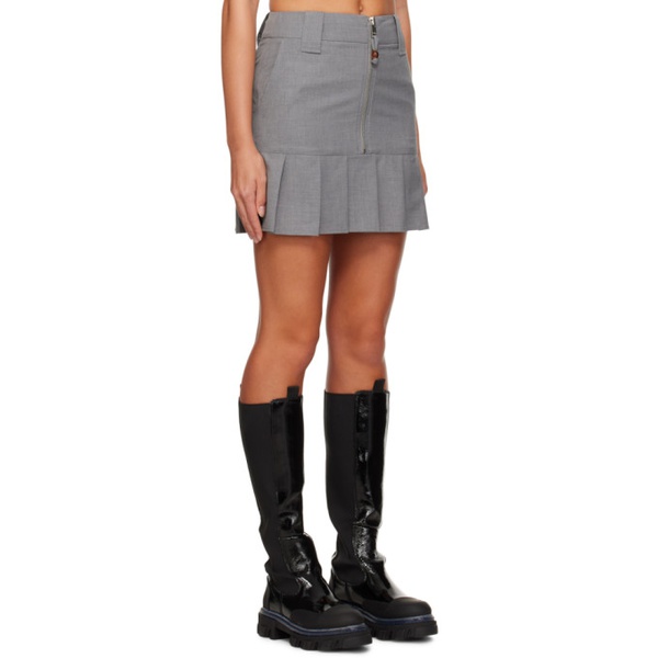  가니 GANNI Gray Pleated Miniskirt 232144F090006