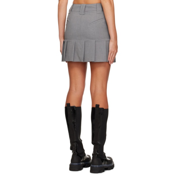  가니 GANNI Gray Pleated Miniskirt 232144F090006