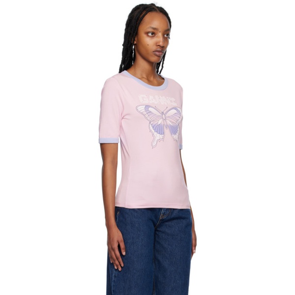  가니 GANNI SSENSE Exclusive Pink Butterfly T-Shirt 231144F110020