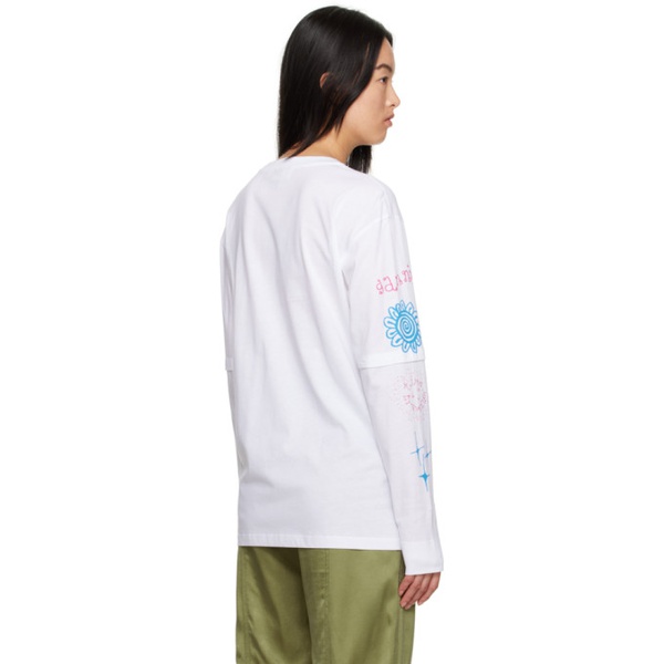  가니 GANNI White Printed Long Sleeve T-Shirt 232144F110005