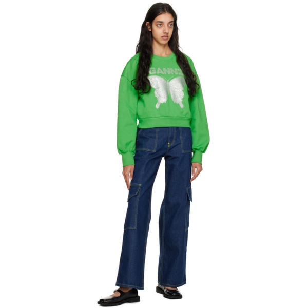  가니 GANNI Green Butterfly Sweatshirt 231144F098000