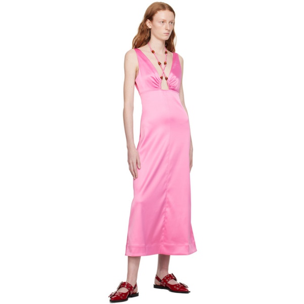  가니 GANNI Pink Halter Midi Dress 232144F054012