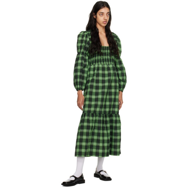  가니 GANNI Green Check Midi Dress 231144F054019