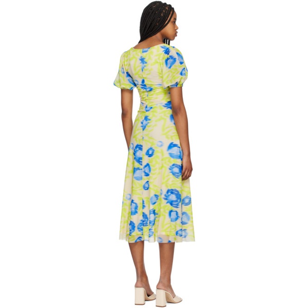  가니 GANNI Green & Blue Printed Midi Dress 232144F054001