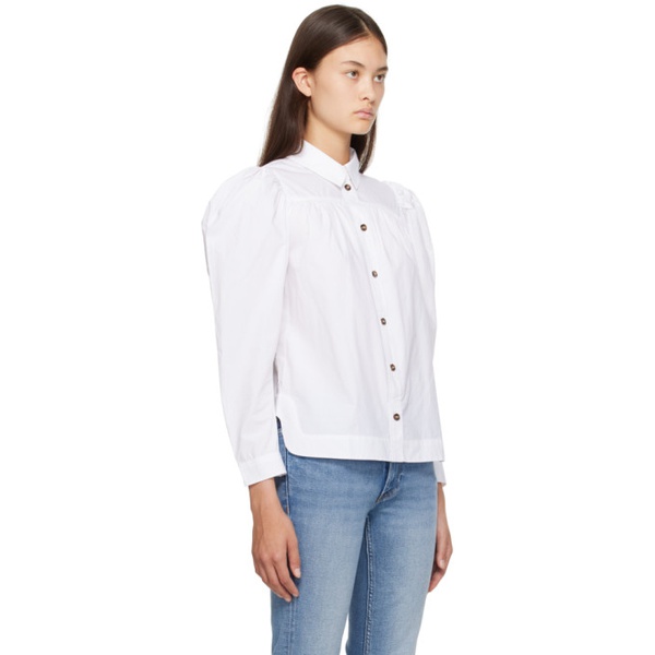 가니 GANNI White Puff Sleeve Shirt 232144F109000