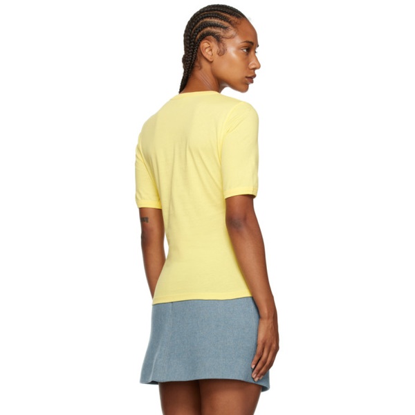  가니 GANNI Yellow Printed T-Shirt 232144F110029