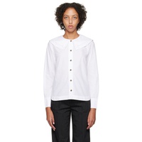가니 GANNI White Double Collar Shirt 232144F109008
