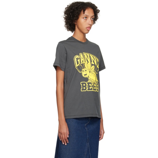  가니 GANNI Gray Relaxed T-Shirt 232144F110035