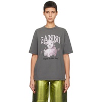 가니 GANNI Gray Future Lamb T-Shirt 241144F110004