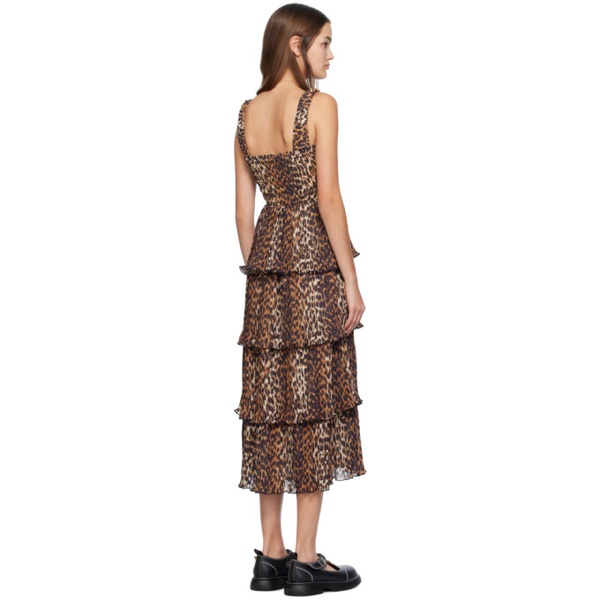  가니 GANNI Brown Printed Midi Dress 241144F054004