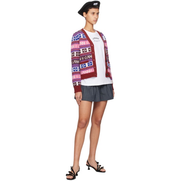  가니 GANNI Gray Striped Miniskirt 241144F090002
