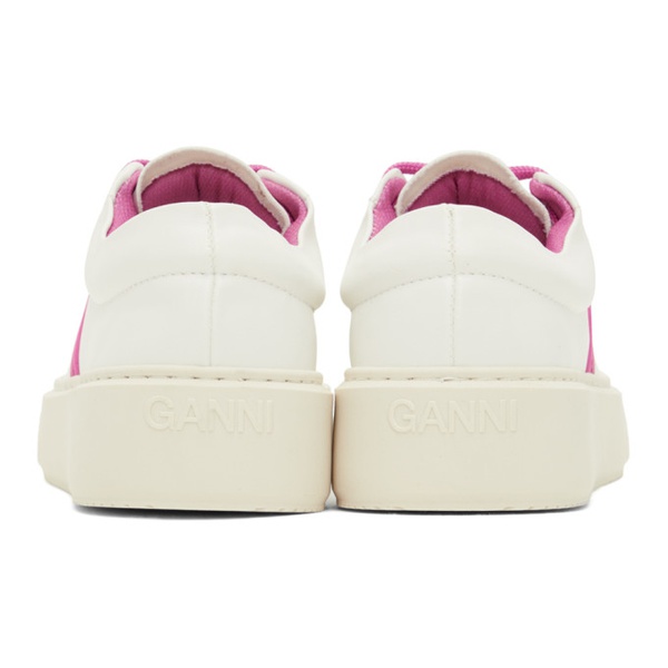  가니 GANNI White & Pink Sporty Mix Cupsole Sneakers 241144F128001