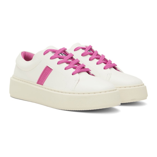  가니 GANNI White & Pink Sporty Mix Cupsole Sneakers 241144F128001