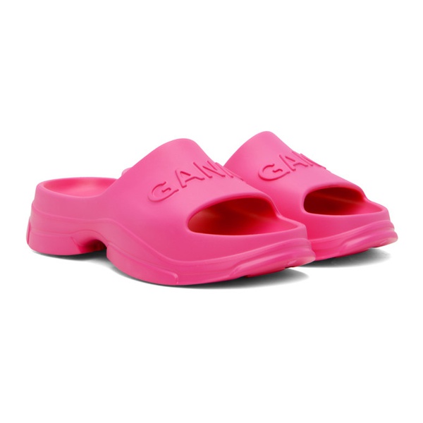  가니 GANNI Pink Pool Slide Sandals 241144F124000