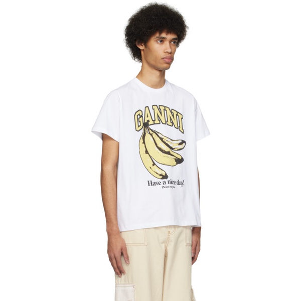  가니 GANNI White Banana T-Shirt 241144M213013