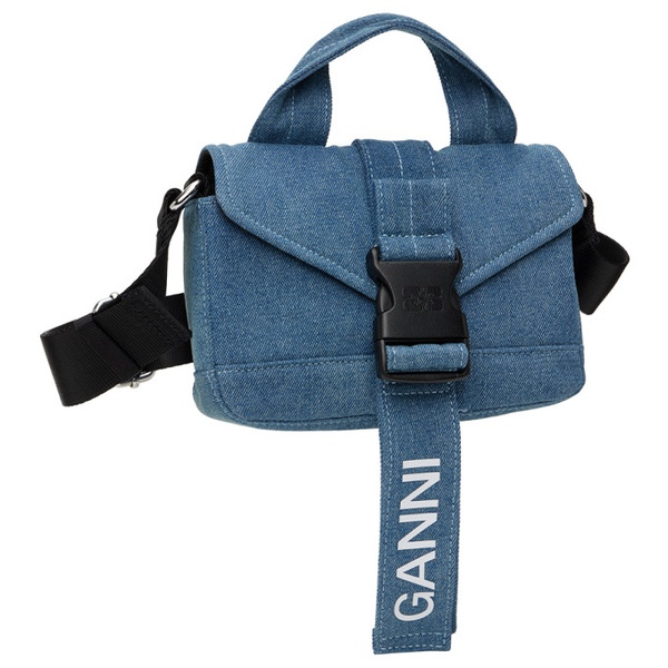  가니 GANNI Blue Recycled Tech Mini Denim Bag 241144F048004