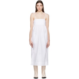 가니 GANNI White Self-Tie Midi Dress 241144F054014
