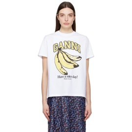 가니 GANNI White Banana T-Shirt 241144F110023