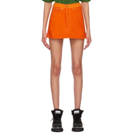 가니 GANNI Orange Cutline Denim Miniskirt 231144F090008