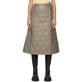 가니 GANNI Brown Quilted Midi Skirt 241144F092002