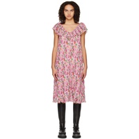 가니 GANNI Pink Floral Midi Dress 231144F054007