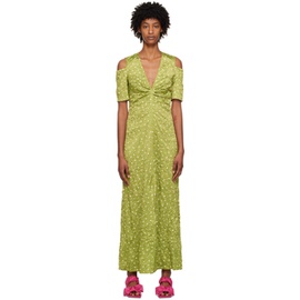 가니 GANNI Green Polka Dot Maxi Dress 231144F055003