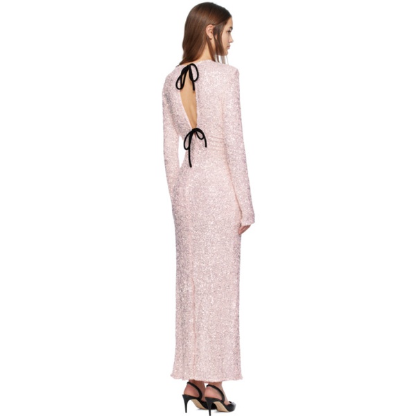  가니 GANNI Pink 3D Sequins Maxi Dress 241144F055001