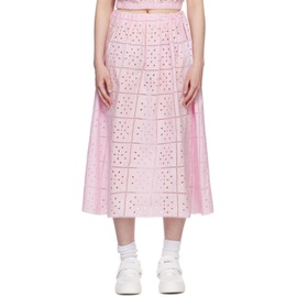 가니 GANNI Pink Elasticized Midi Skirt 231144F092014