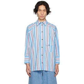 가니 GANNI Blue Striped Shirt 232144M192002