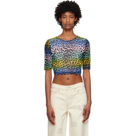가니 GANNI Multicolor Leopard Long Sleeve T-Shirt 231144F110048