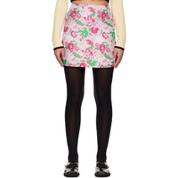 가니 GANNI Silver & Pink Floral Miniskirt 231144F090000