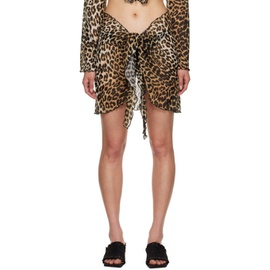가니 GANNI Black & Tan Leopard Miniskirt 232144F090008