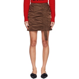 가니 GANNI Brown Ruched Mini Skirt 222144F090010