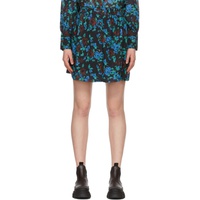 가니 GANNI Black Crepe Floral Miniskirt 221144F090007