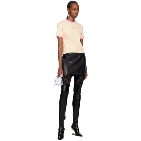  GCDS Black Hoop Leather Miniskirt 241308F090001