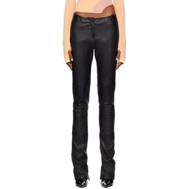 GCDS Black Multi-Zip Leather Pants 241308F084000