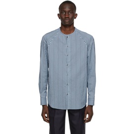 조르지오 아르마니 Giorgio Armani Blue Silk Striped Shirt 221262M192000