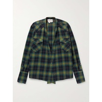 그렉 로렌 GREG LAUREN Shawl-Collar Checked Cotton-Flannel Western Shirt 1647597295411756
