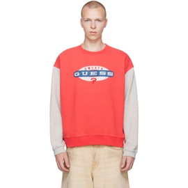 GUESS USA Red & Grey Crewneck Sweatshirt 231603M204003