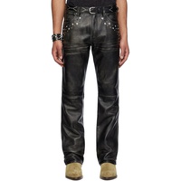 GUESS USA Black Flare Leather Pants 241603M189000