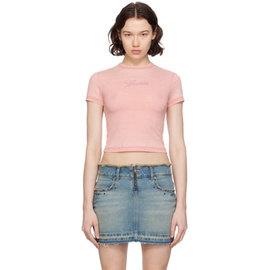 GUESS USA Pink Cropped T-Shirt 241603F110008
