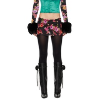 GUIZIO Black Floral Miniskirt 241897F090003