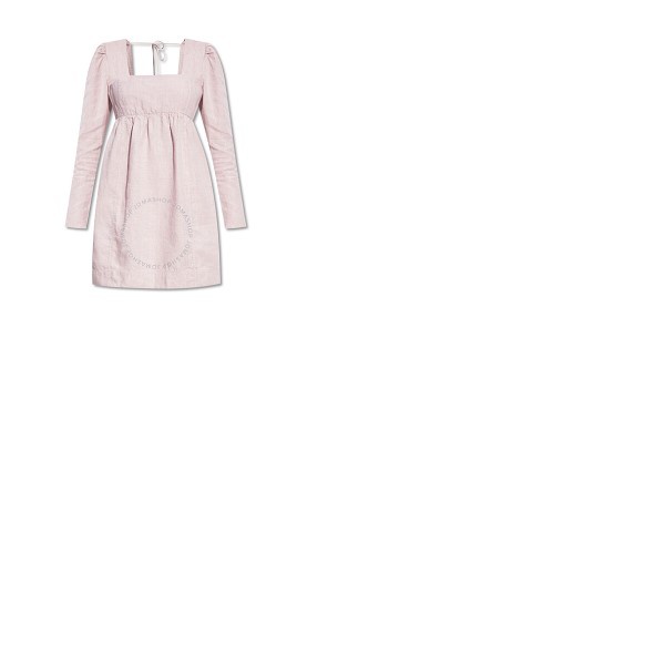  가니 Ganni Light Lilac Babydoll Hemp Canvas Mini Dress F6821